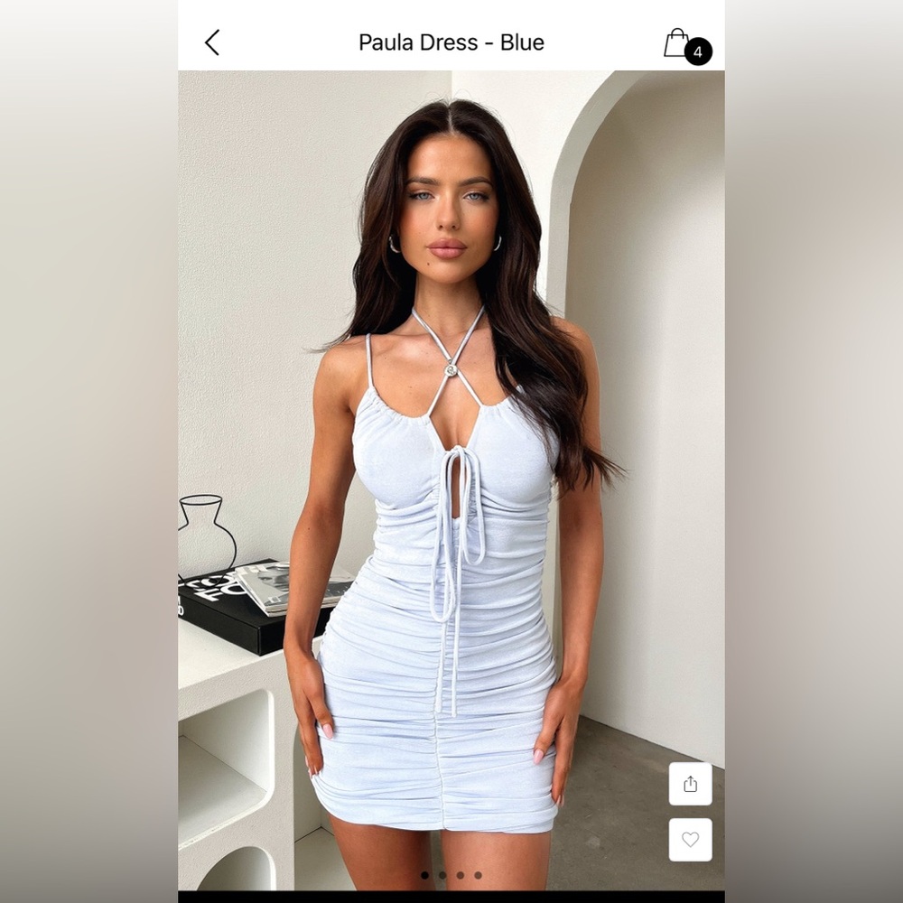 Light Blue Halter Neck Dress